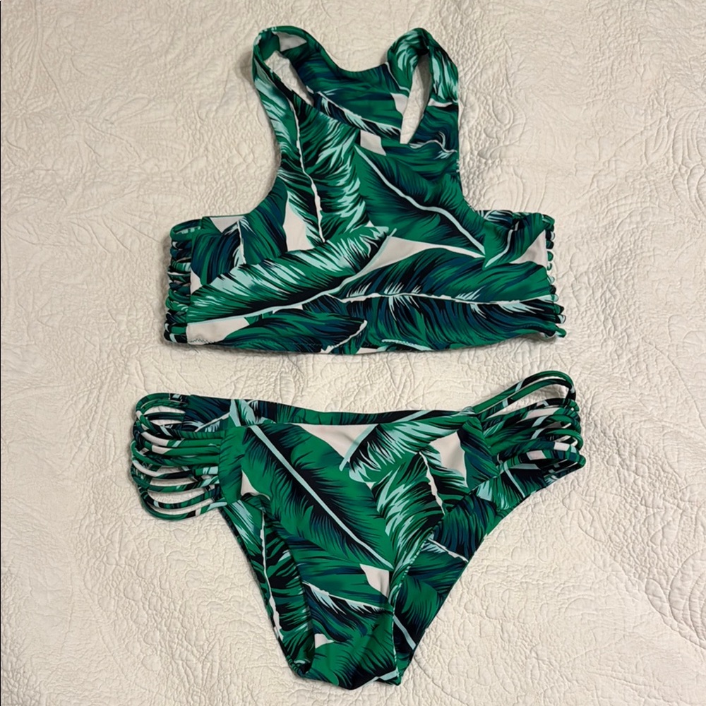 Cupshe High Neck Palm Leaf Print Bikini